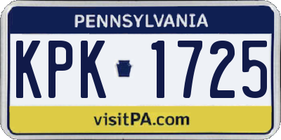 PA license plate KPK1725