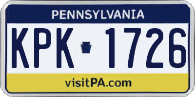 PA license plate KPK1726
