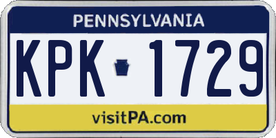PA license plate KPK1729