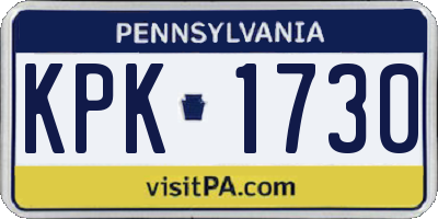 PA license plate KPK1730