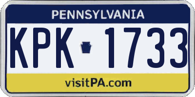 PA license plate KPK1733