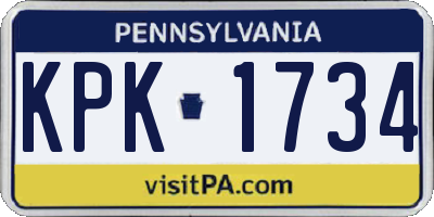 PA license plate KPK1734