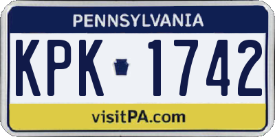 PA license plate KPK1742