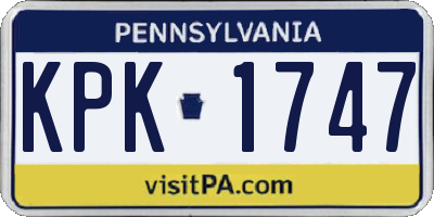 PA license plate KPK1747