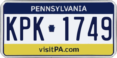 PA license plate KPK1749