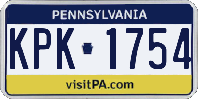 PA license plate KPK1754