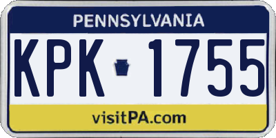 PA license plate KPK1755