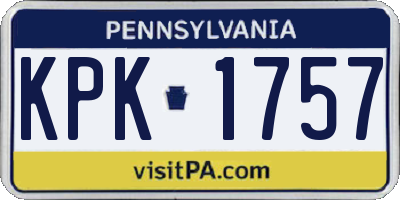 PA license plate KPK1757
