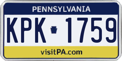 PA license plate KPK1759