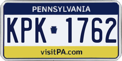 PA license plate KPK1762