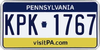 PA license plate KPK1767