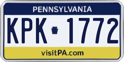 PA license plate KPK1772