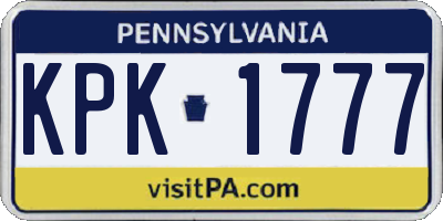 PA license plate KPK1777