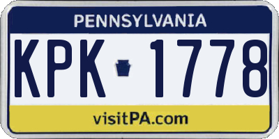 PA license plate KPK1778