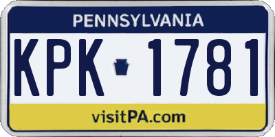 PA license plate KPK1781