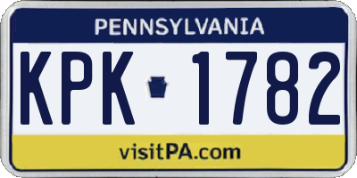 PA license plate KPK1782