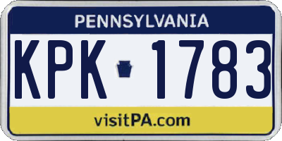 PA license plate KPK1783