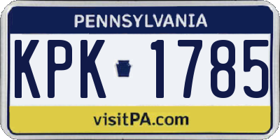PA license plate KPK1785