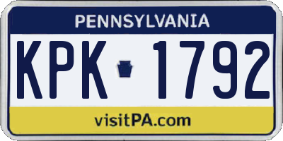 PA license plate KPK1792