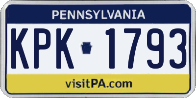 PA license plate KPK1793