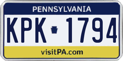 PA license plate KPK1794