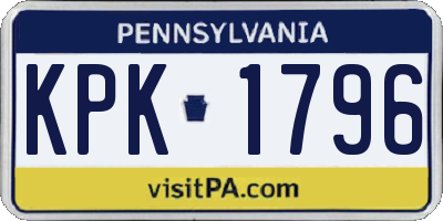 PA license plate KPK1796