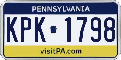 PA license plate KPK1798