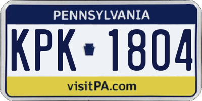 PA license plate KPK1804