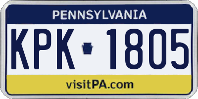 PA license plate KPK1805