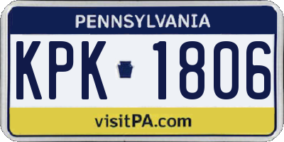 PA license plate KPK1806