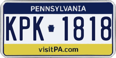 PA license plate KPK1818