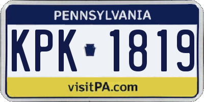 PA license plate KPK1819