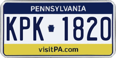 PA license plate KPK1820