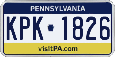PA license plate KPK1826