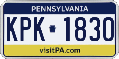 PA license plate KPK1830