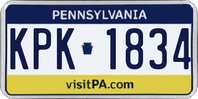 PA license plate KPK1834