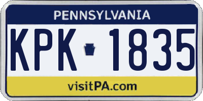 PA license plate KPK1835