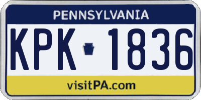 PA license plate KPK1836