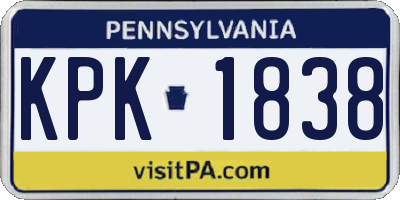 PA license plate KPK1838