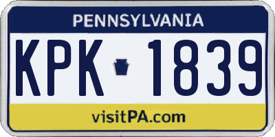 PA license plate KPK1839