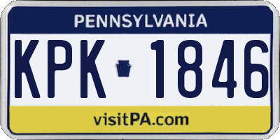 PA license plate KPK1846