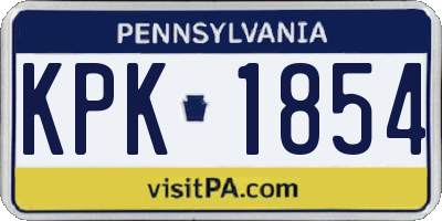 PA license plate KPK1854