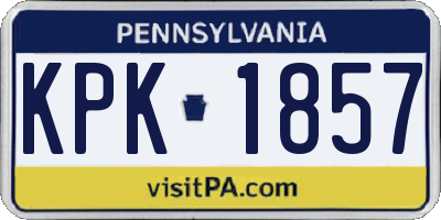 PA license plate KPK1857
