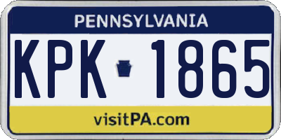 PA license plate KPK1865