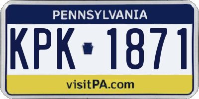 PA license plate KPK1871