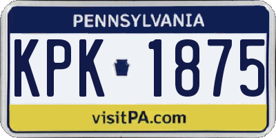 PA license plate KPK1875