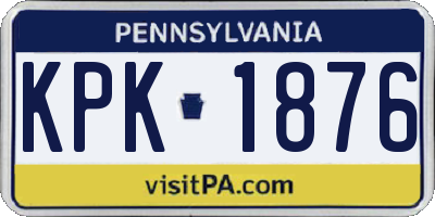 PA license plate KPK1876