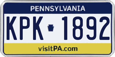 PA license plate KPK1892