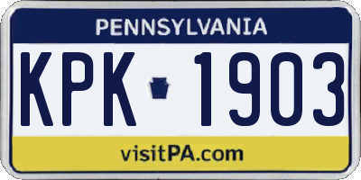 PA license plate KPK1903