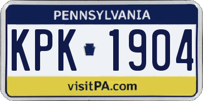 PA license plate KPK1904